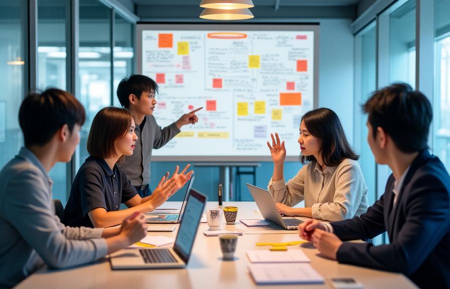 多様な人々が協力してアイデアを出し合い、Gakushū Forgeの価値観である革新を象徴する